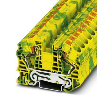 Phoenix Contact Ground - Feed-Through Terminal Block; PT 16 N-PE; 1-Level; #20 - #4; Push-In Connection; Green-Yellow